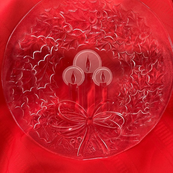 Elegant Holiday Vintage 13” diameter clear Crystal Platter - Picture 2 of 4
